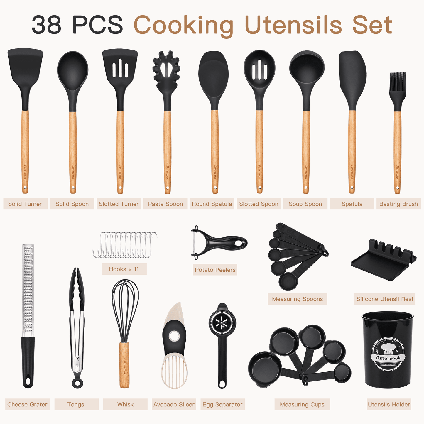 Astercook Silicone Cooking Utensils Set