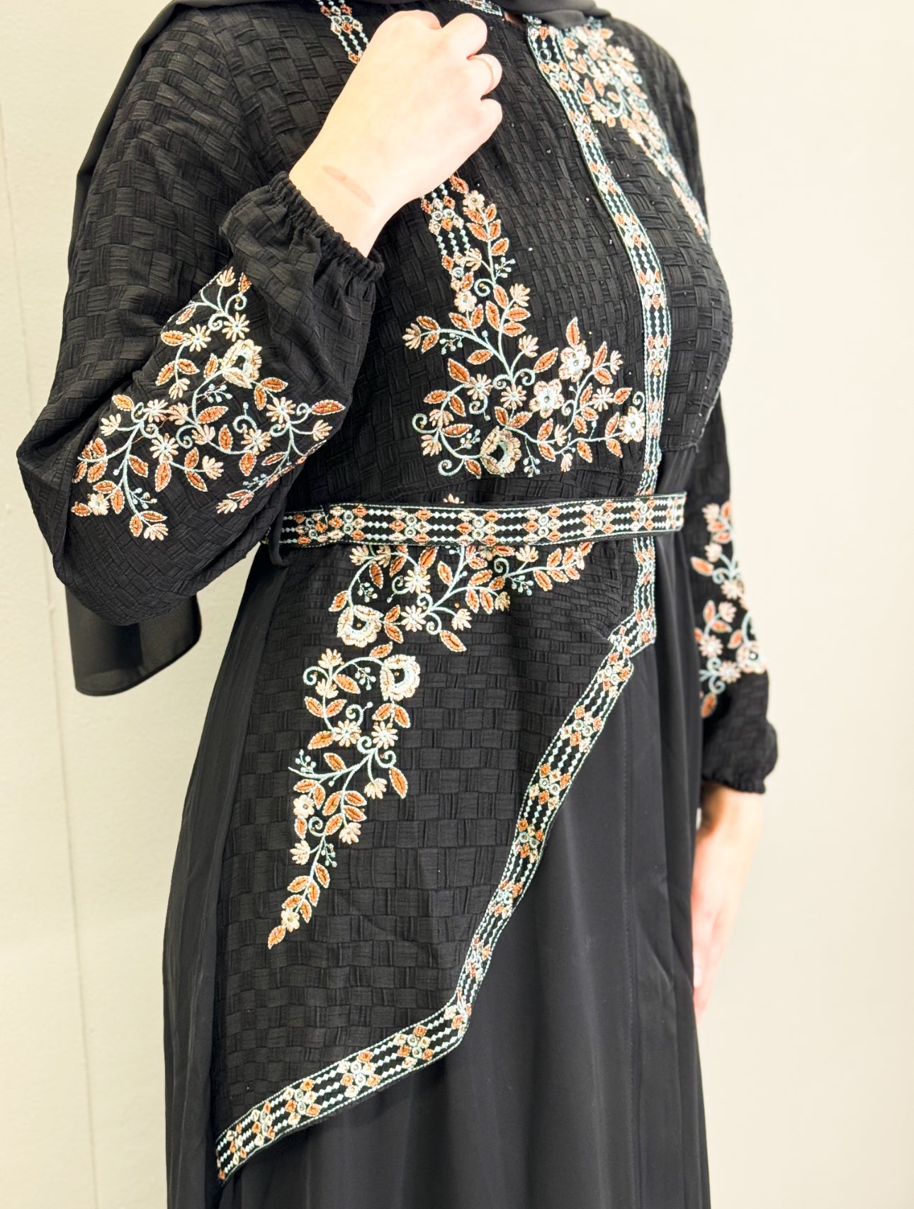 Floral Abaya - Orange