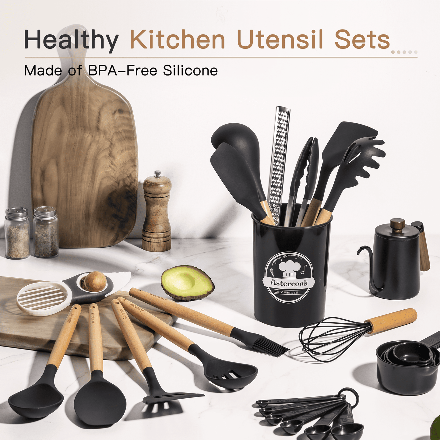Astercook Silicone Cooking Utensils Set