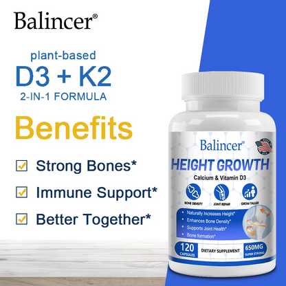 4-in-1 Calcium Supplement with Vitamin D3 & K2 for Bone