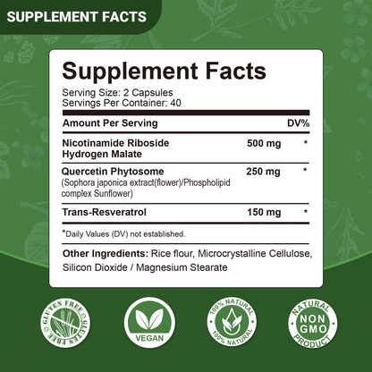 4-in-1 NAD+ Booster Supplement with Nicotinamide Riboside,