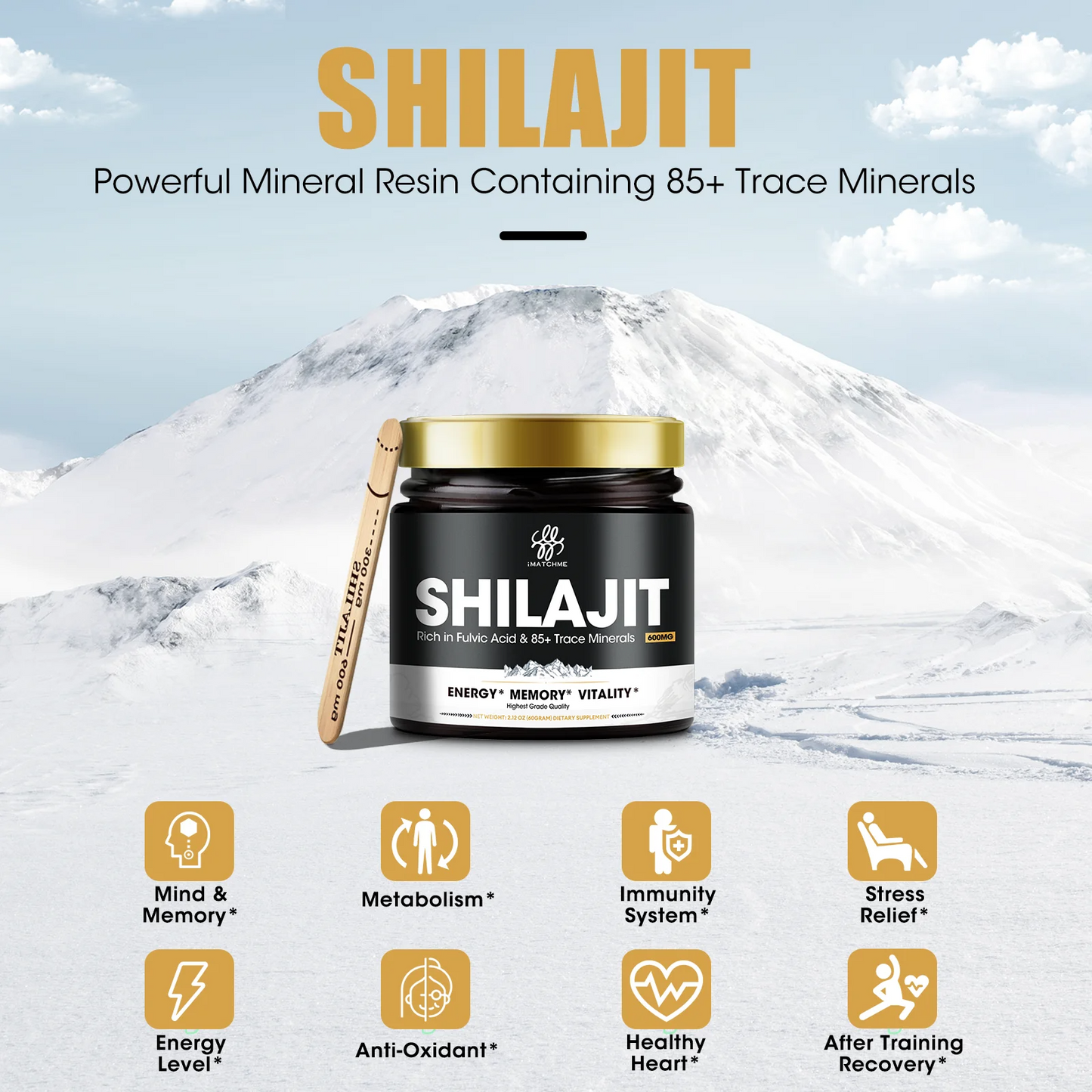 4-in-1 Shilajit Resin Supplement – 85+ Trace Minerals,