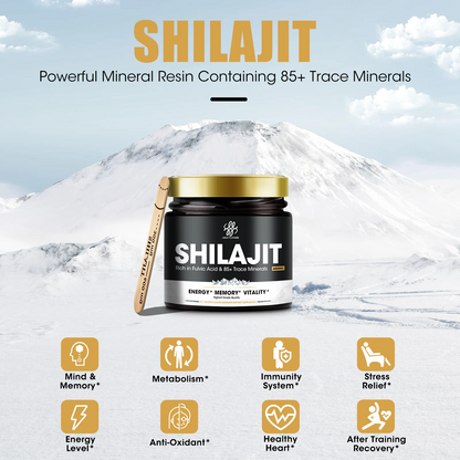 4-in-1 Shilajit Resin Supplement – 85+ Trace Minerals,