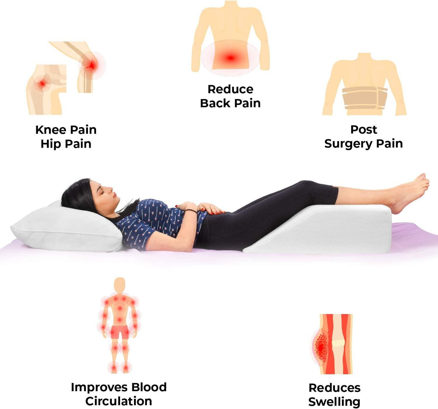 Leg Elevation Memory Foam Pillow - Sleep Support