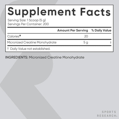 Sports Research Creatine Monohydrate 35oz, 5g Micronized
