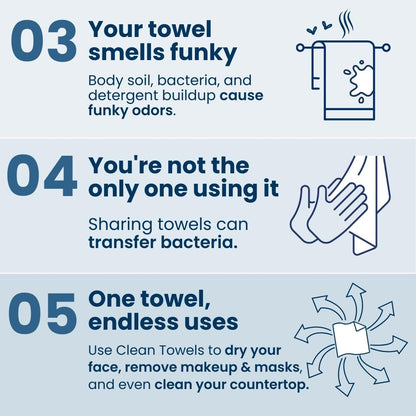 Clean Skin Club Clean Towels XL™, 100% USDA Biobased Face Towel