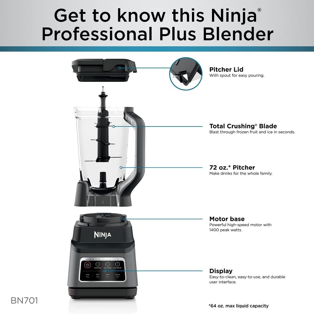 Ninja BN701 Blender – 1400W, 3 Auto-iQ Functions