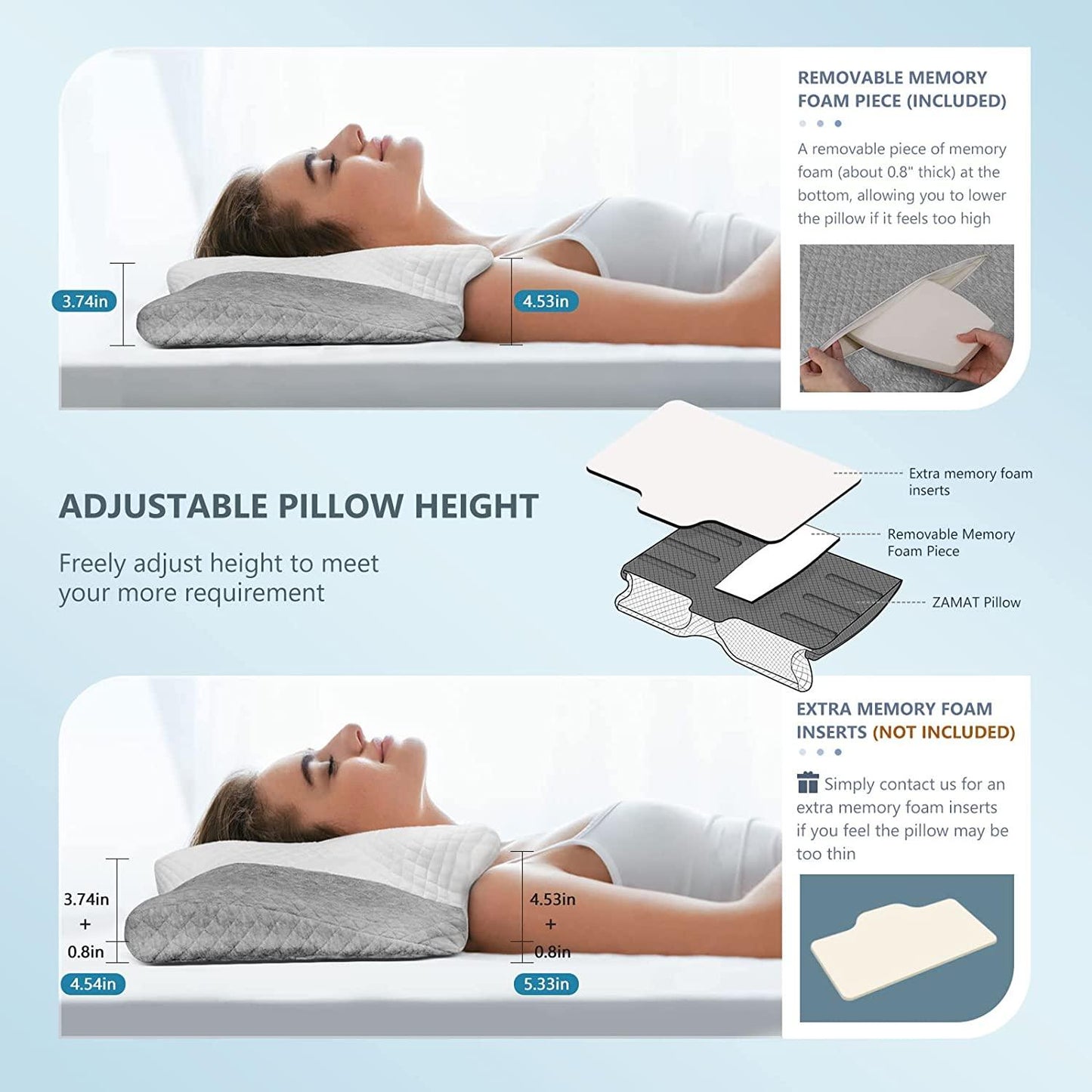 Adjustable Cervical Memory Foam Pillow