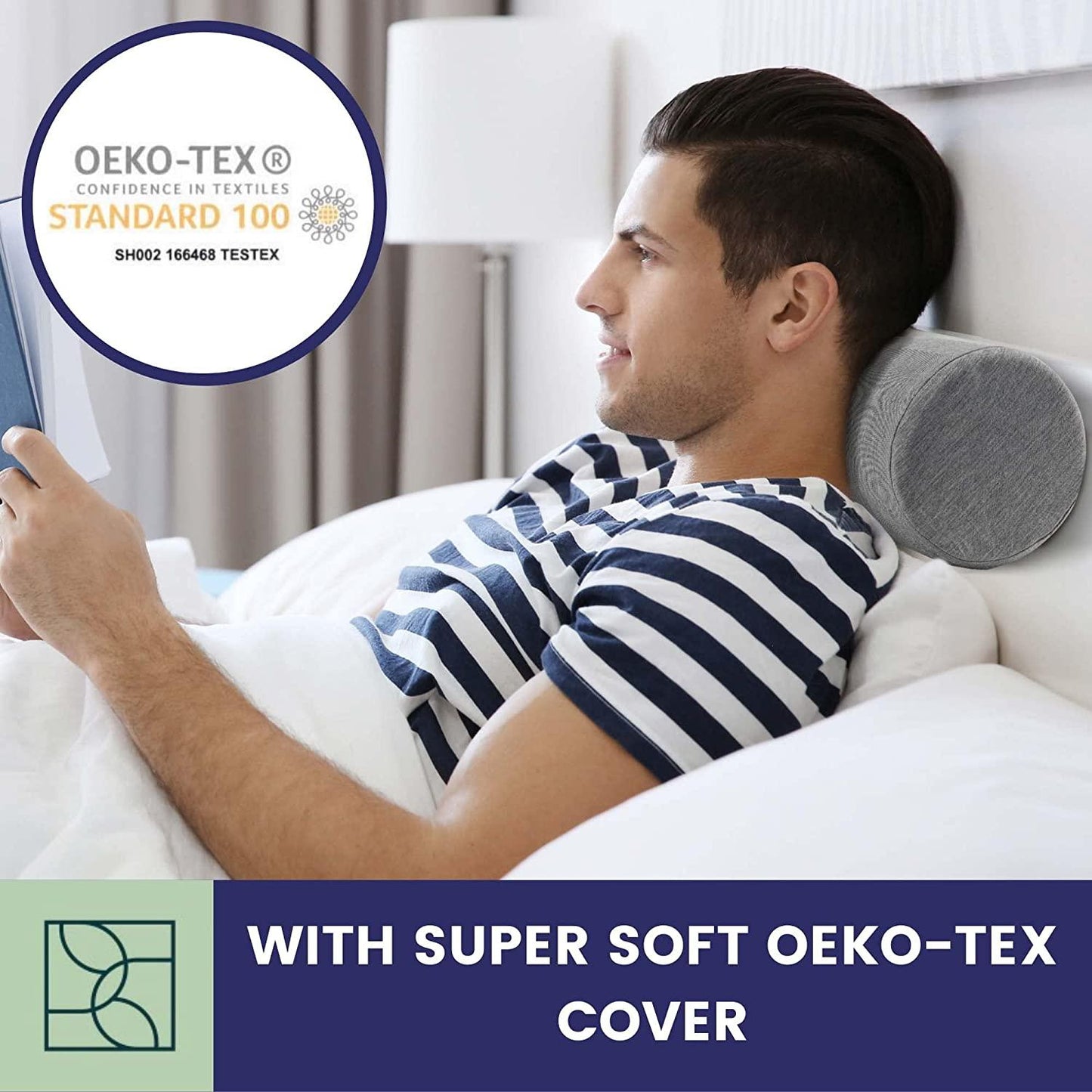 Neck Bolster Pillow Roll - Memory Foam, Grey
