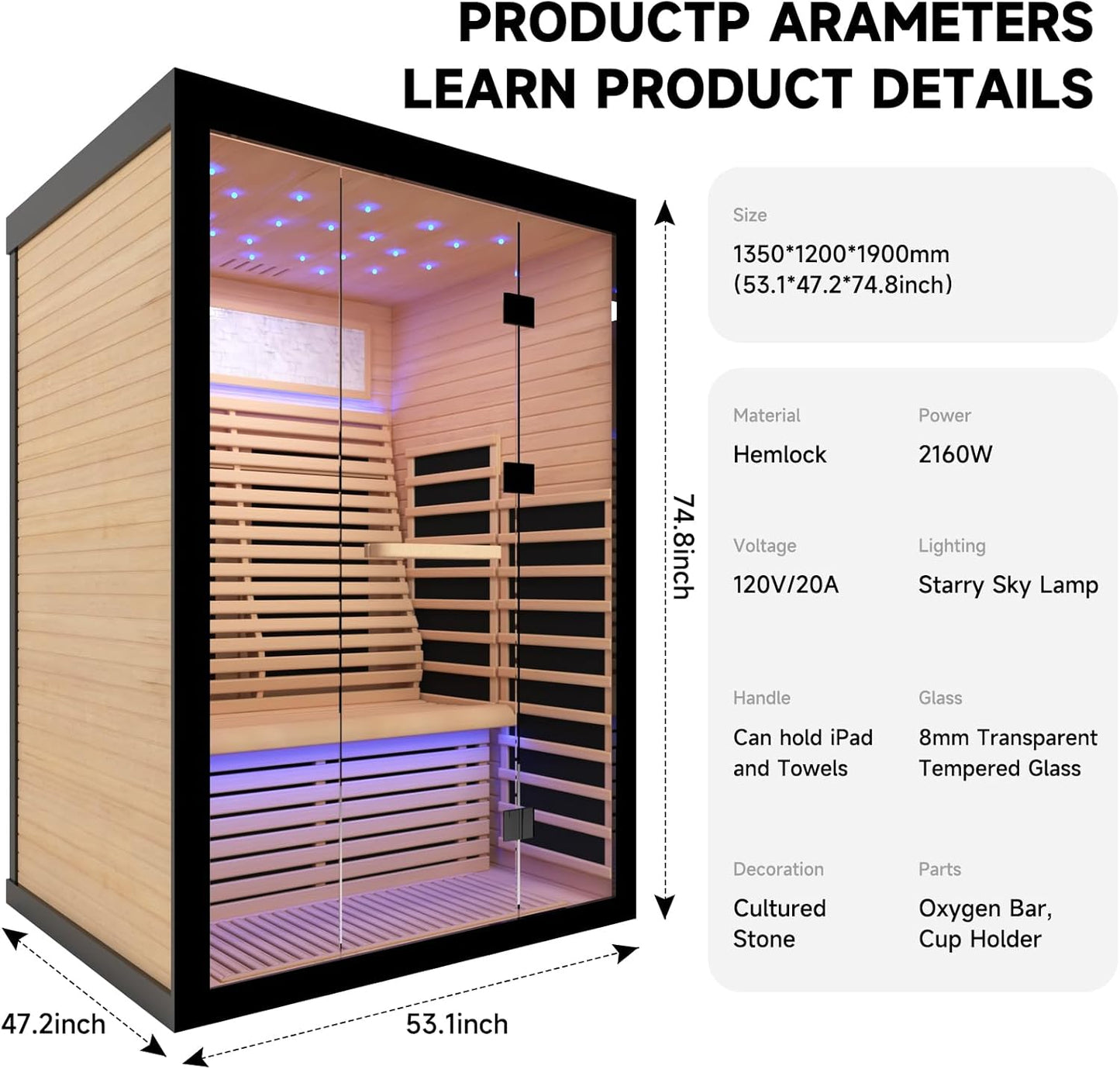 2 Person Infrared Sauna Room Far Infrared Saunas