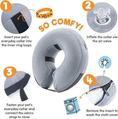 Inflatable Dog Collar - Gray, X-Large