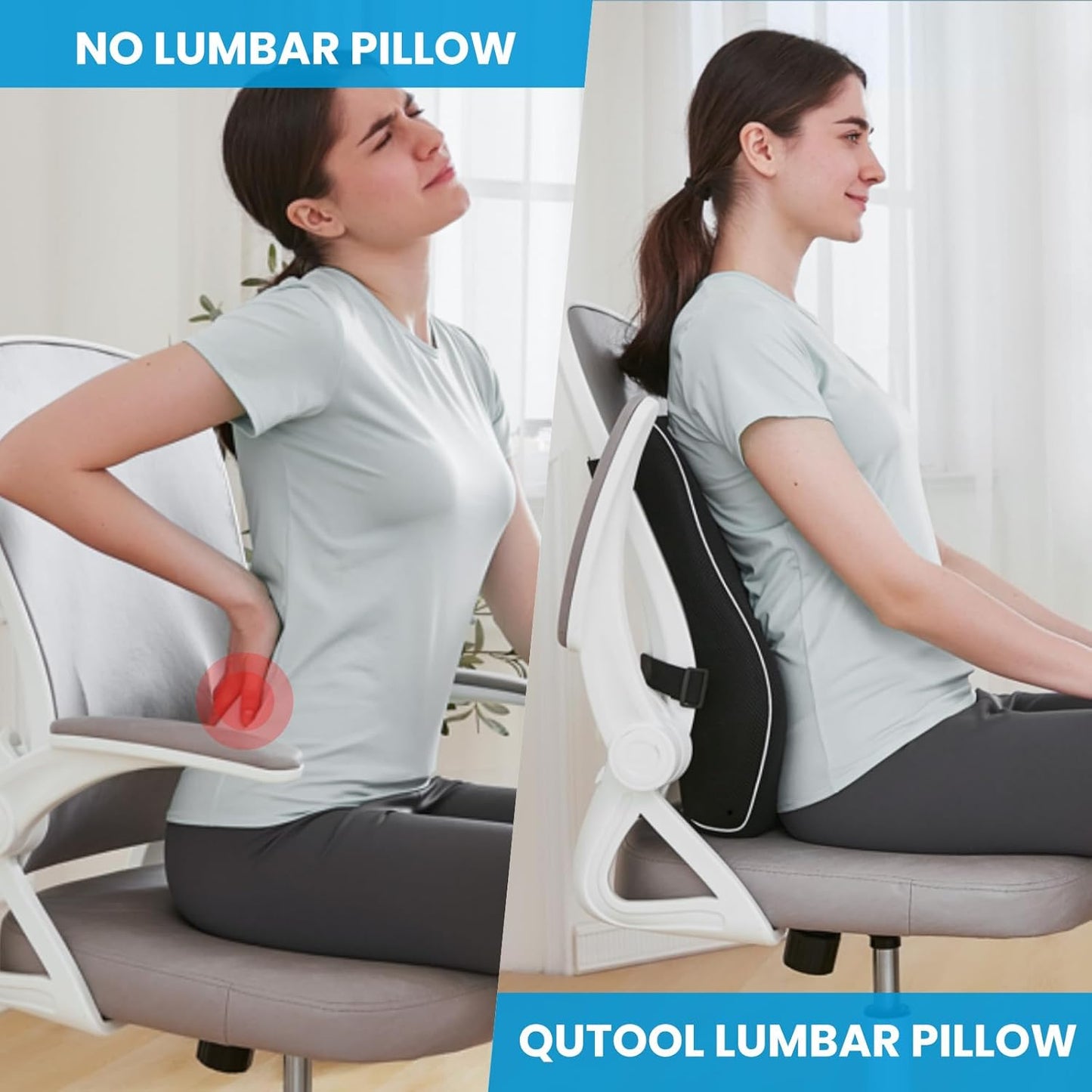 QUTOOL Memory‑Foam Lumbar Support Pillow
