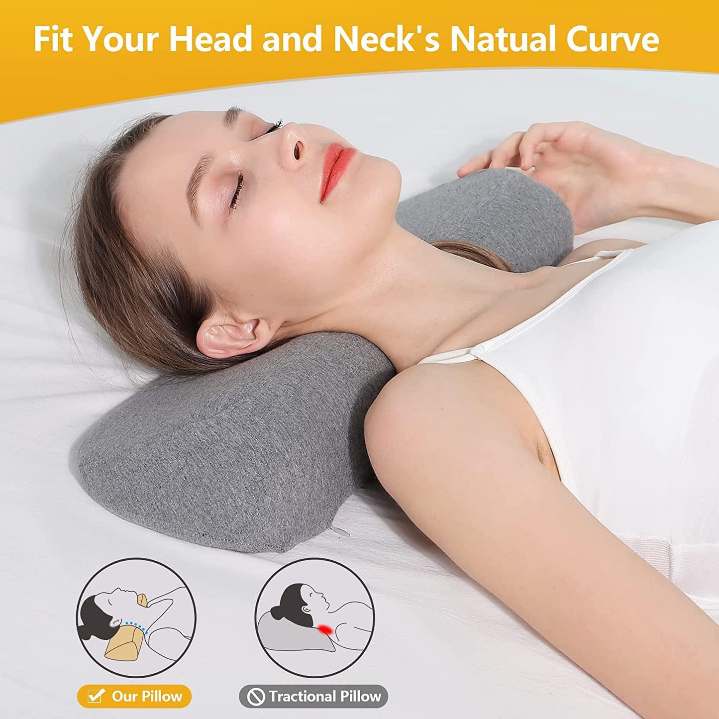 Cervical Memory Foam Neck Pillow – Pain Relief