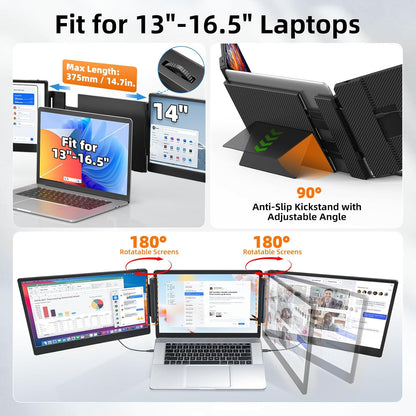 ZUMWALT 14" Triple Laptop Screen Extende