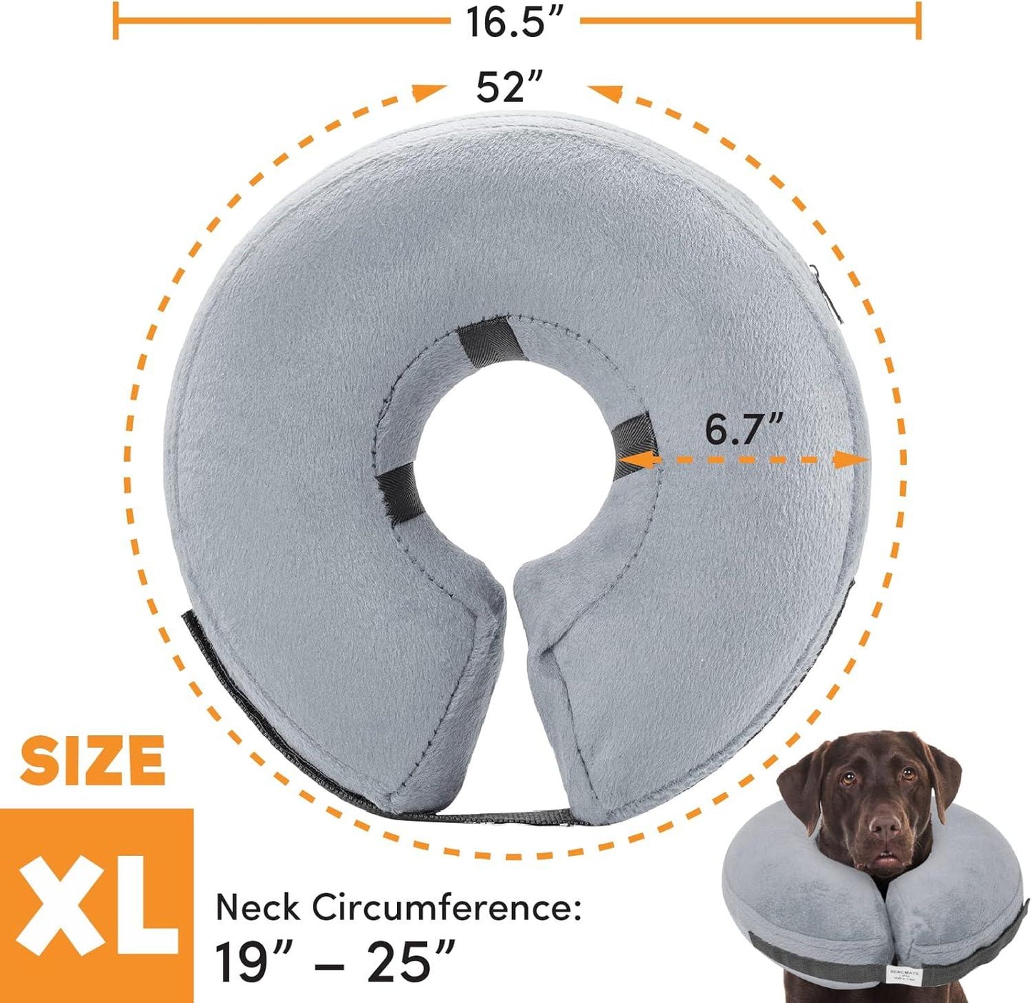 Inflatable Dog Collar - Gray, X-Large