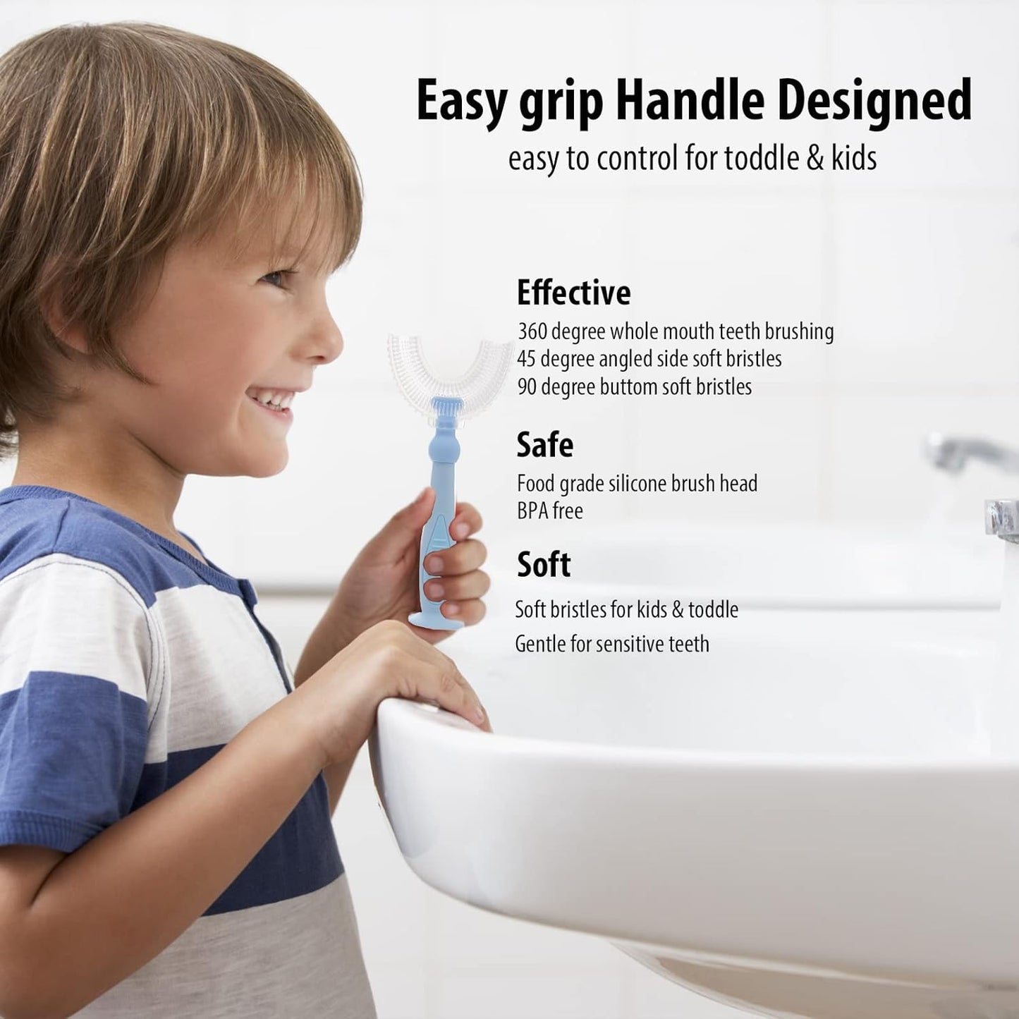 U-Shaped Kids Toothbrush – 3-Pack Soft Silicone