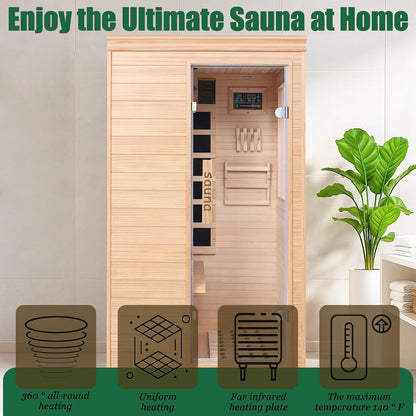 Far Infrared Sauna for 1 Person - 1050W Fast Heating, Canadian