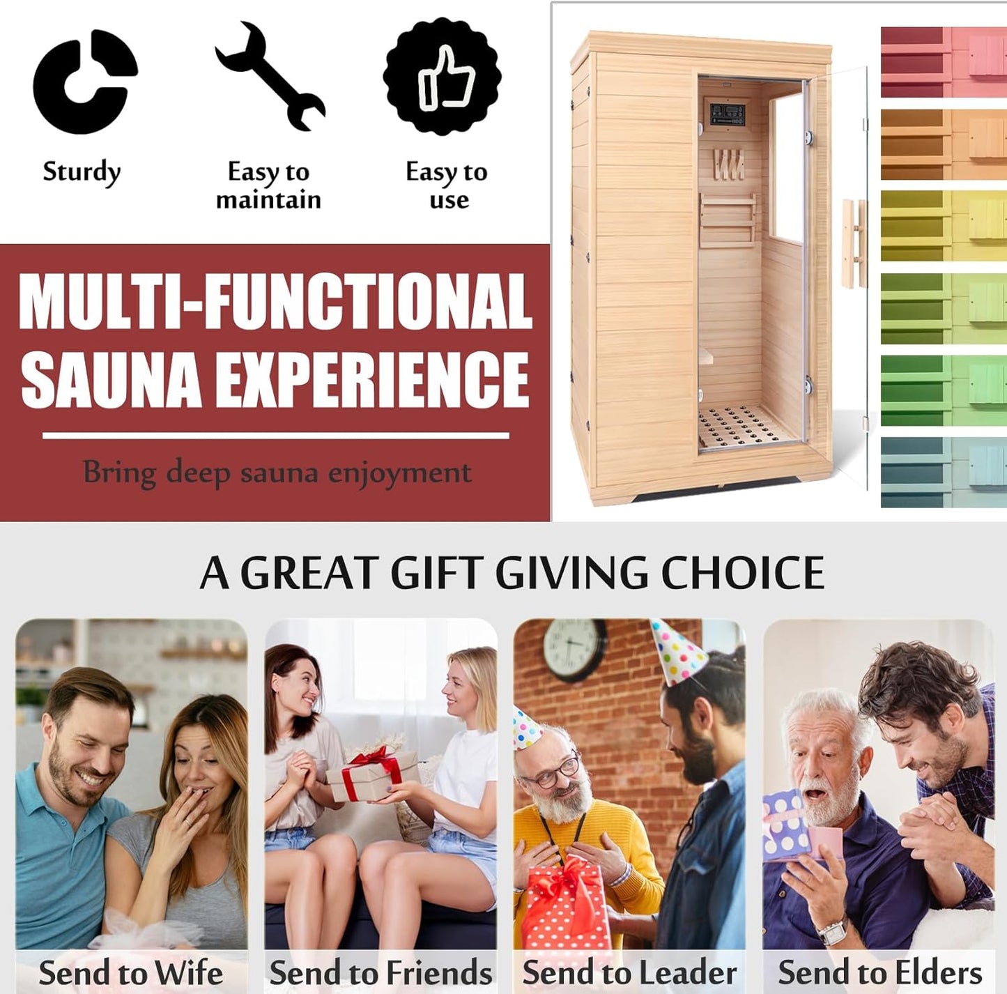 Far Infrared Sauna for 1 Person - 1050W Fast Heating, Canadian