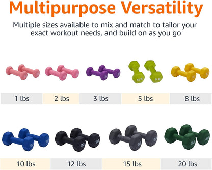 Amazon Basics Neoprene Dumbbell Hand Weights for Exercise