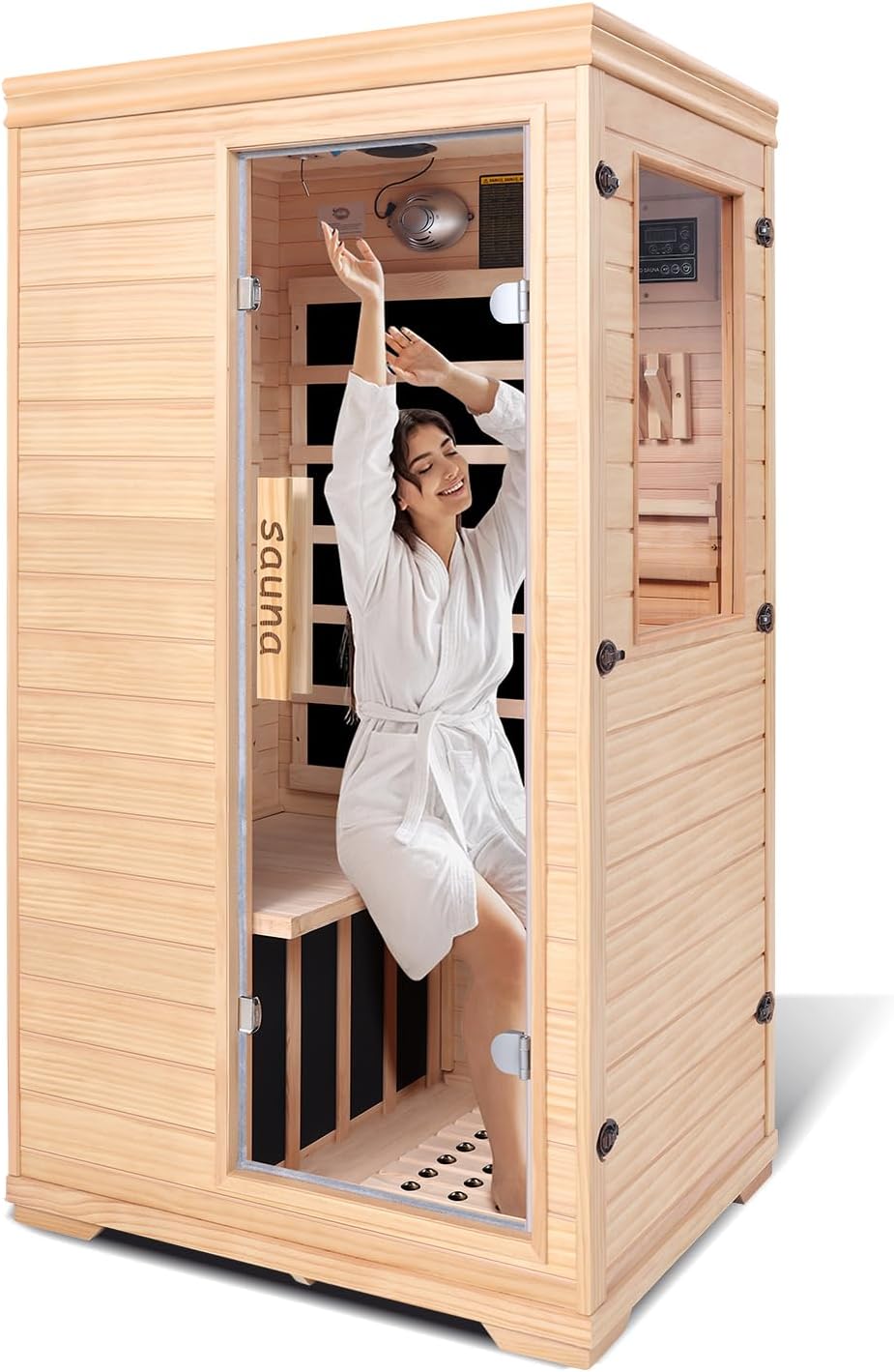 Far Infrared Sauna for 1 Person - 1050W Fast Heating, Canadian