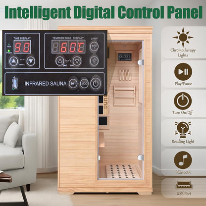 Far Infrared Sauna for 1 Person - 1050W Fast Heating, Canadian