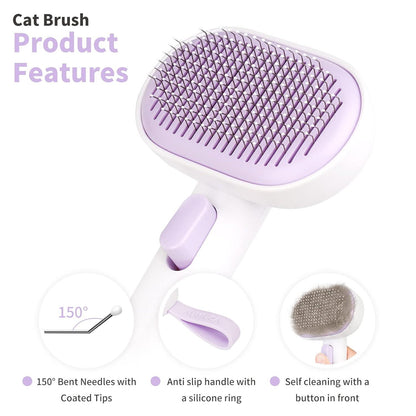 Cat Brush - Self-Cleaning for Short & Long Hair