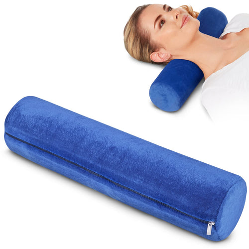 Round Cervical Roll Pillow - Memory Foam, Removable Cover