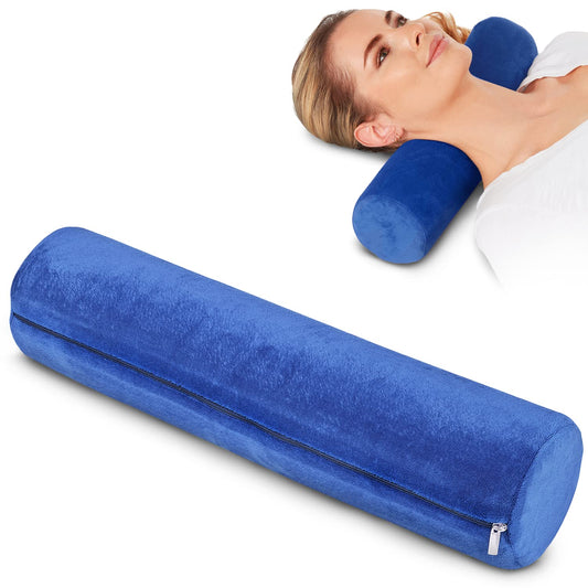 Round Cervical Roll Pillow - Memory Foam, Removable Cover