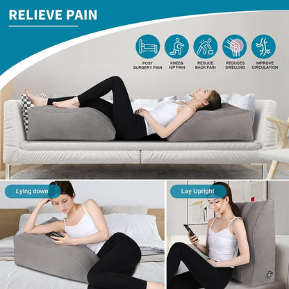 Leg Elevation Pillow - Inflatable Comfort, Grey