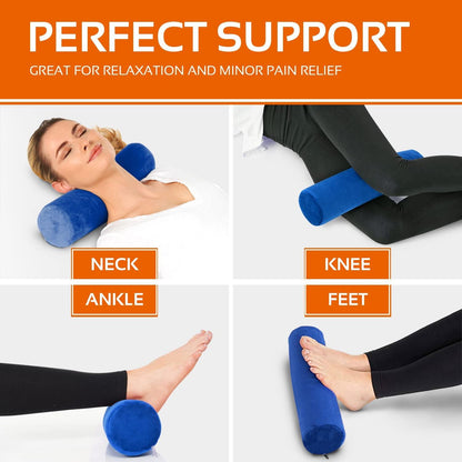 Round Cervical Roll Pillow - Memory Foam, Removable Cover