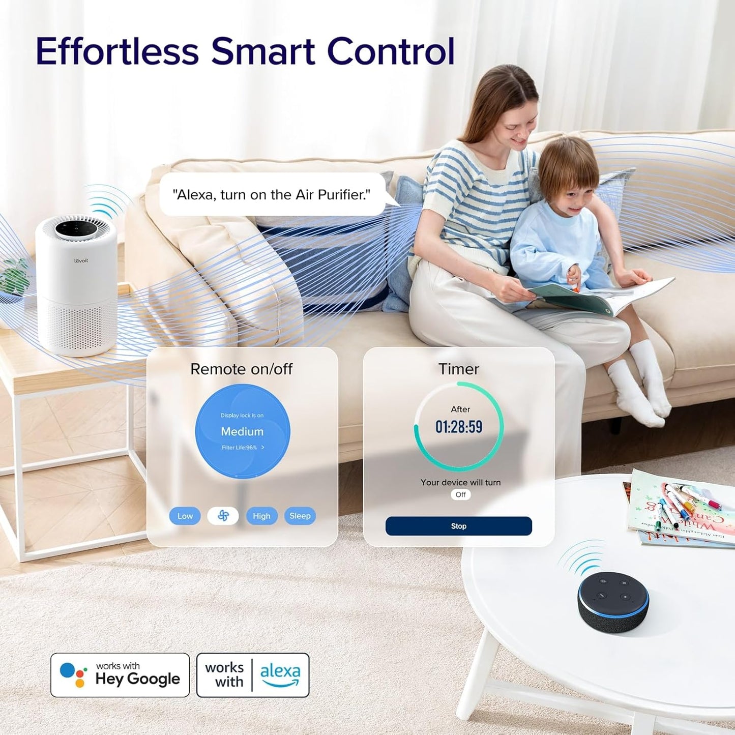 LEVOIT Smart Air Purifier, HEPA Filter,