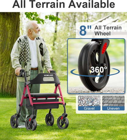 HOMLAND Foldable Rollator Walker with Seat