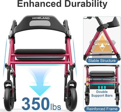 HOMLAND Foldable Rollator Walker with Seat
