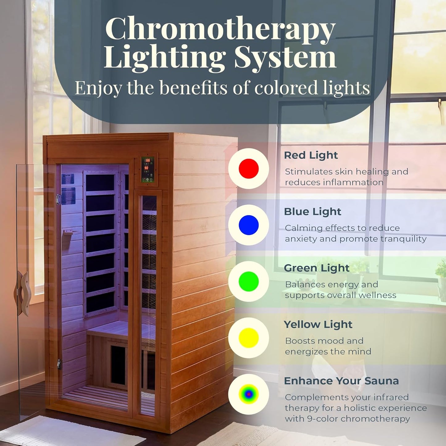 DYNAMIC SAUNAS 2-Person Home Sauna with Infrared Lighting