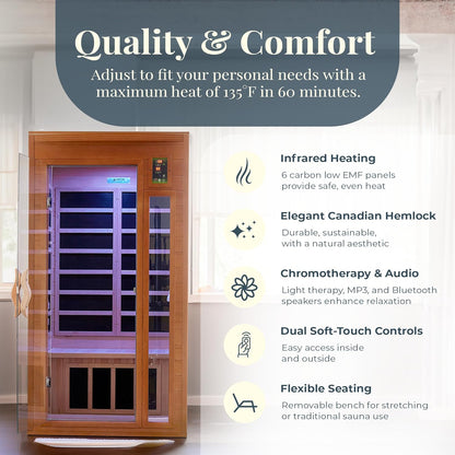 DYNAMIC SAUNAS 2-Person Home Sauna with Infrared Lighting