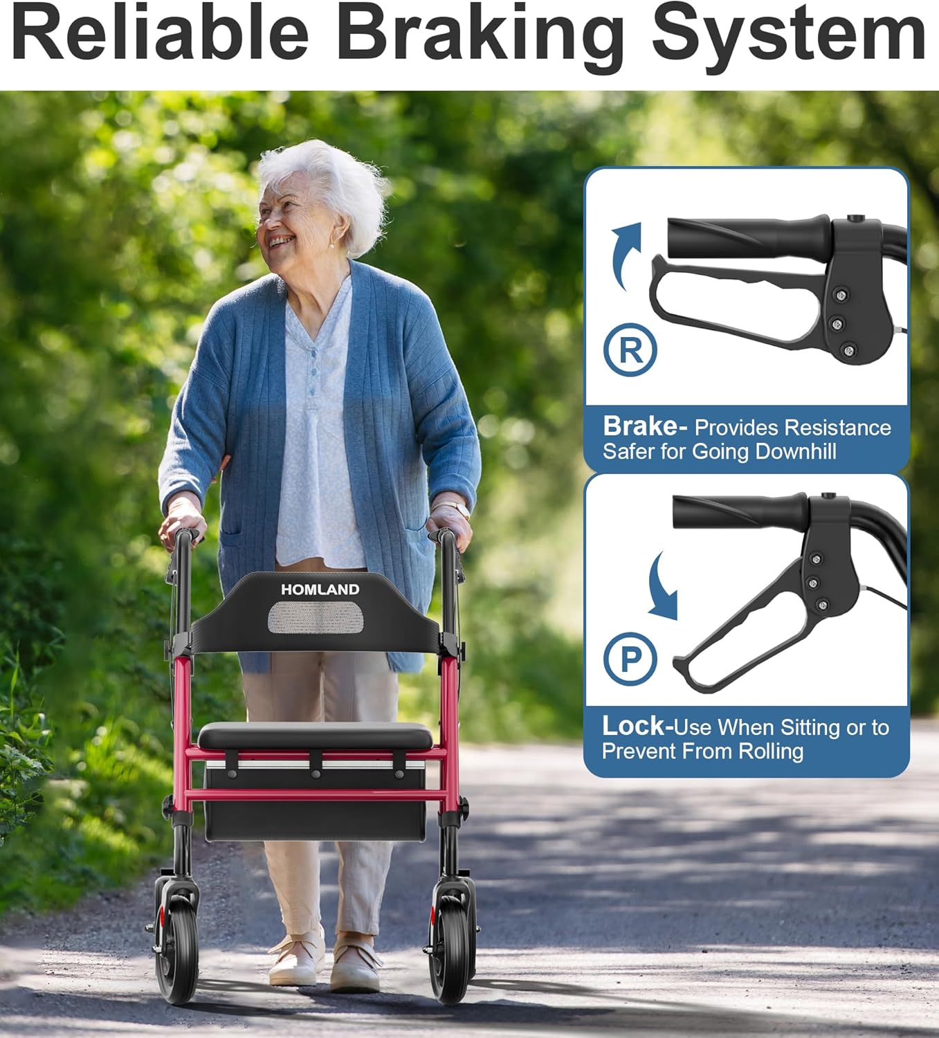 HOMLAND Foldable Rollator Walker with Seat