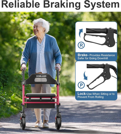 HOMLAND Foldable Rollator Walker with Seat