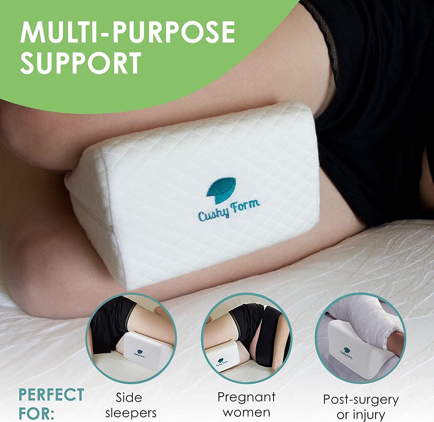 Knee Pillow for Side Sleepers - White