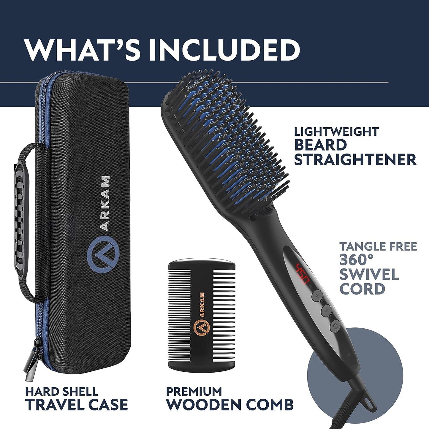 Beard Straightener - Heated Brush for Men