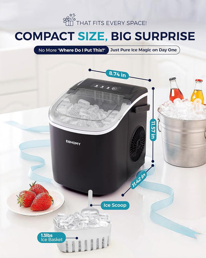 EUHOMY Countertop Ice Maker Machine with Handle