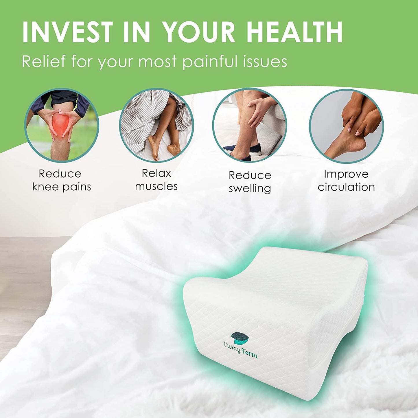 Knee Pillow for Side Sleepers - White
