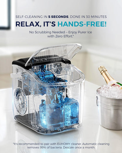 EUHOMY Countertop Ice Maker Machine with Handle