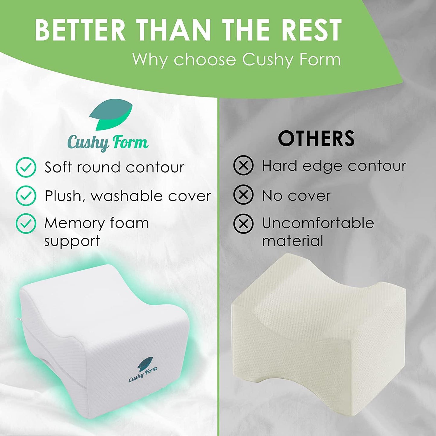 Knee Pillow for Side Sleepers - White
