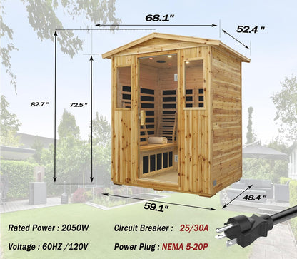 LTCCDSS Low EMF Outdoor Far Infrared Sauna 4-Person