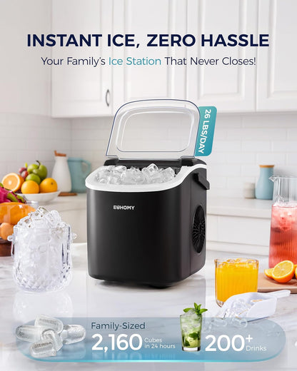EUHOMY Countertop Ice Maker Machine with Handle