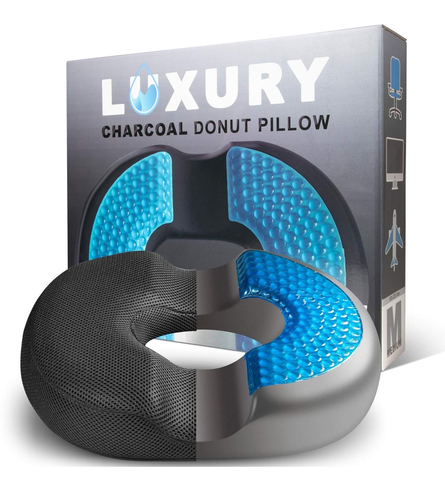 Charcoal Donut Pillow – Tailbone & Sciatica Relief