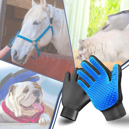 Pet Grooming Glove Hair Remover - Blue