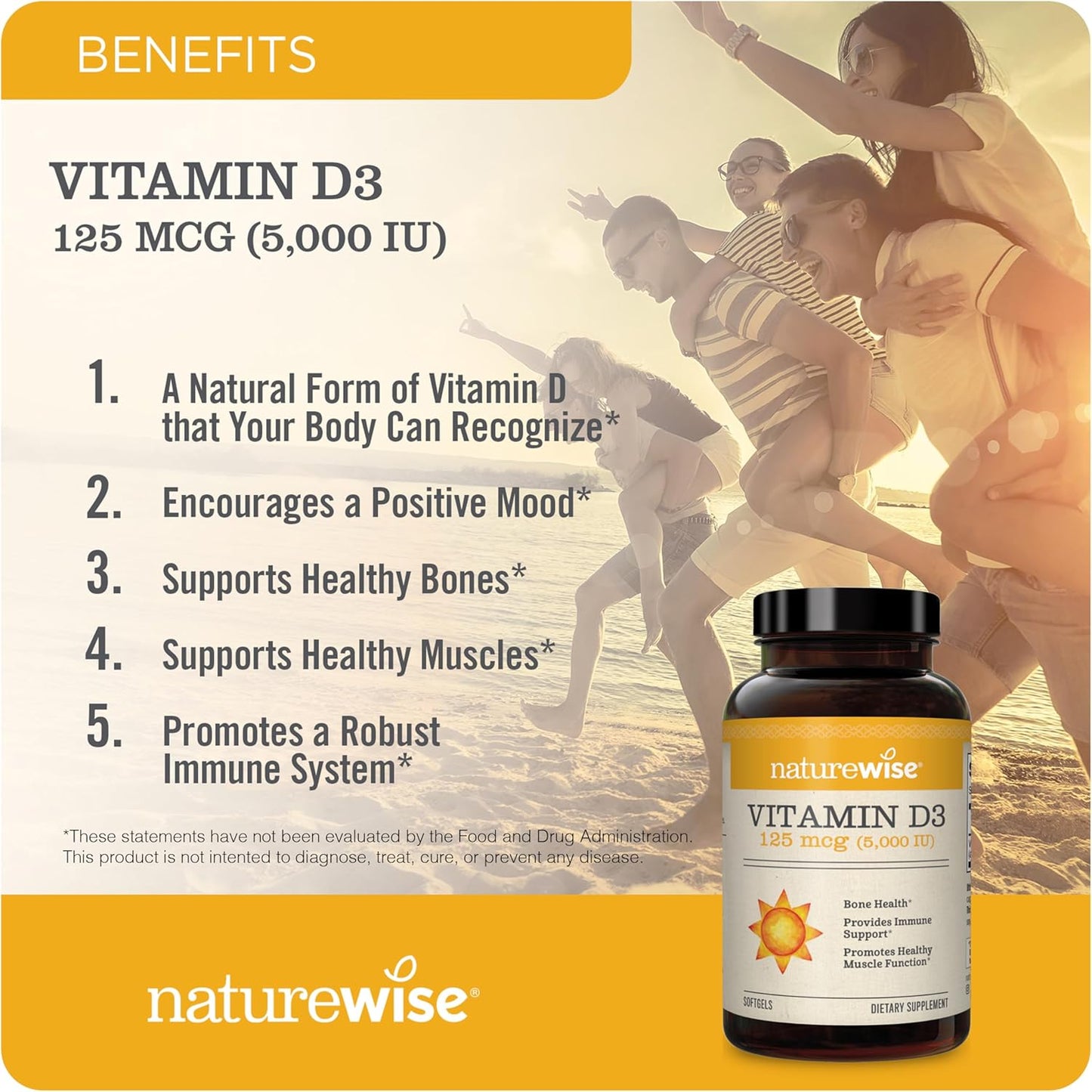 NatureWise Vitamin D3 5000iu – 360 Softgels for Immunity & Bone Health