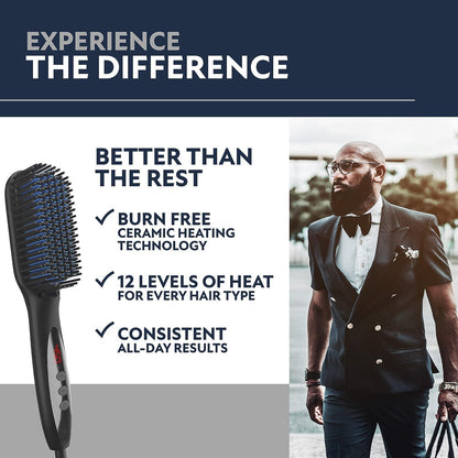 Beard Straightener - Heated Brush for Men