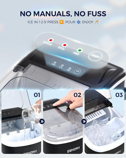 EUHOMY Countertop Ice Maker Machine with Handle